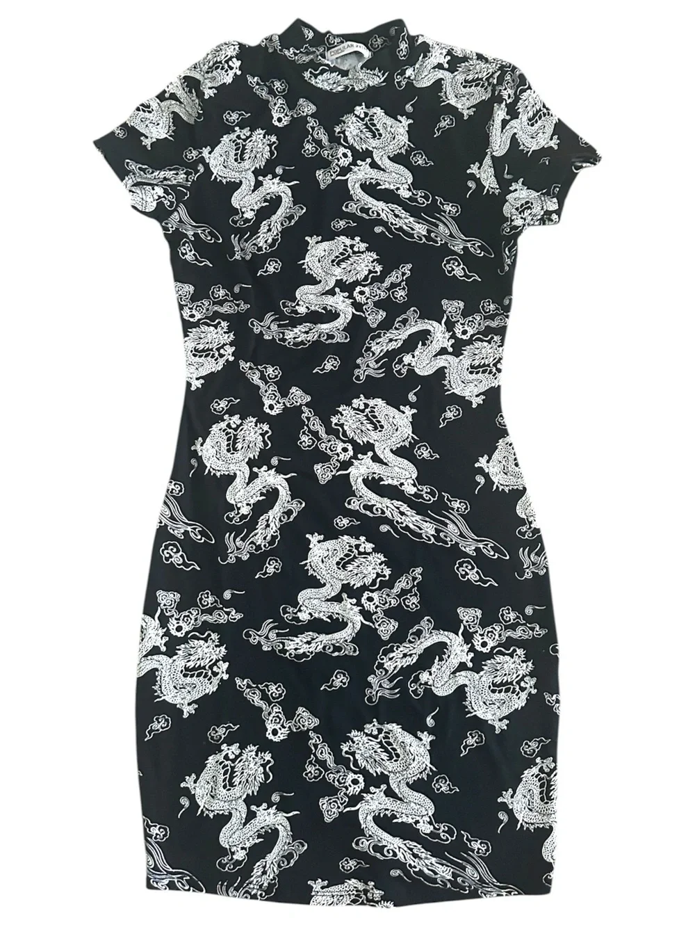 Popular 21 Black and White Dragon Print Bodycon Dress (M) - Picture 1 of 3